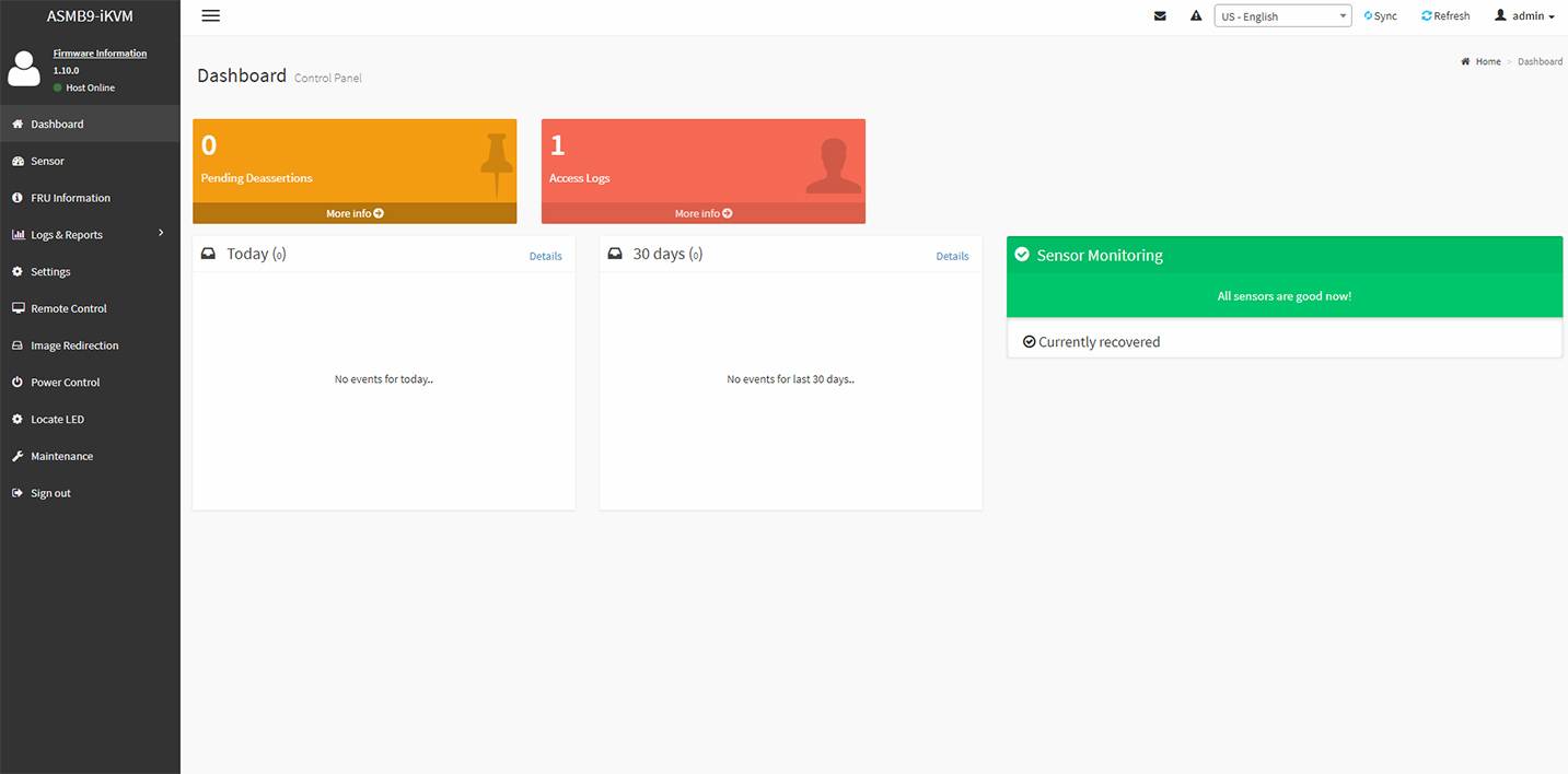 ASMB-ikvm dashboard interface